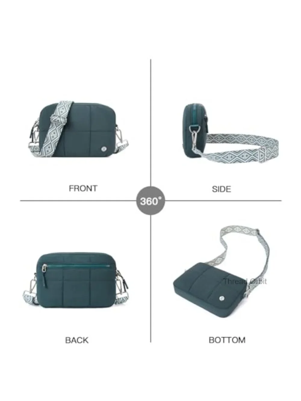 Crossbody Bag with Guitar Strap Lightweight Puffer Shoulder Bag Travel Nylon